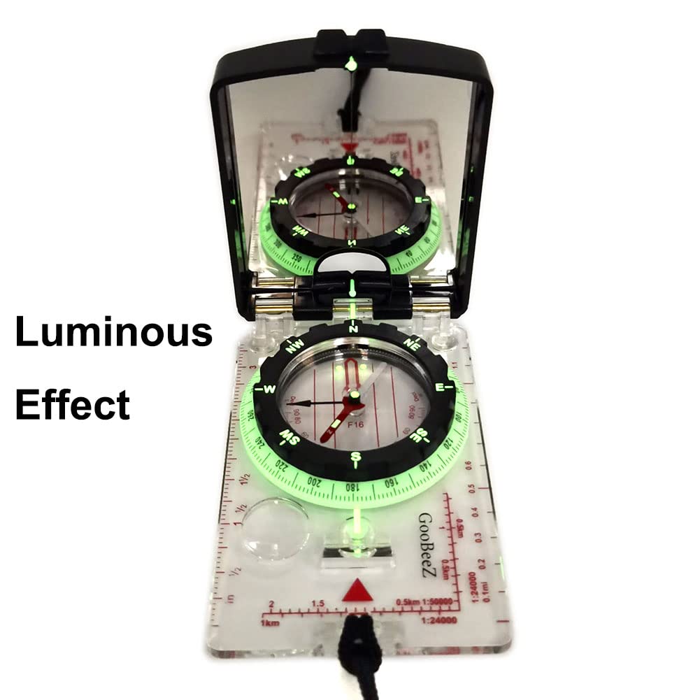 Goobeez Map Baseplate Compass With Adjustable Declination Clinometer Magnifying Glass For Hiking Backpacking Camping (Gbz-Bp6F)