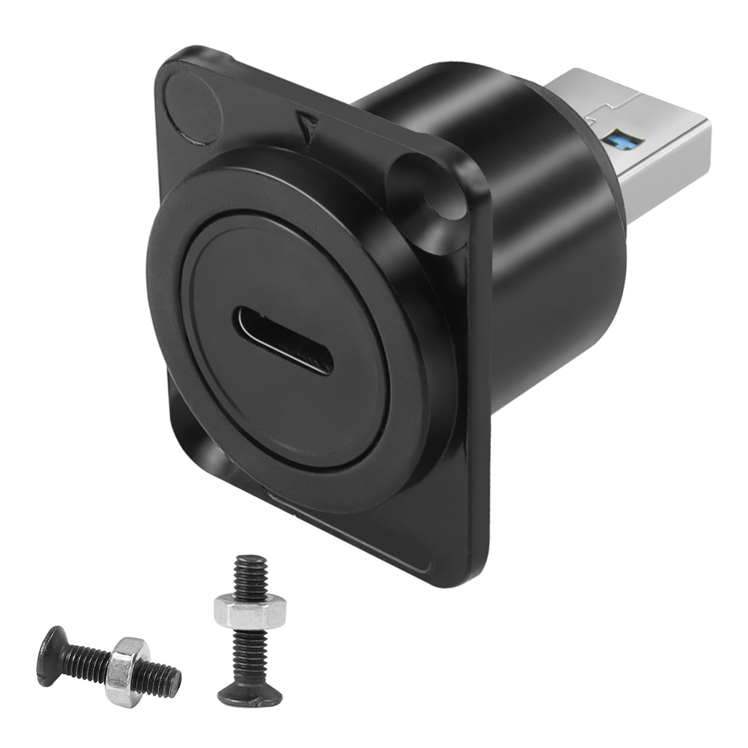 QIANRENON USB 3.0 to USB C Panel Mount Adapter Converter 5Gbps USB3.0 Male to USB C Female Data Connector USB3.0 to Type C Mount