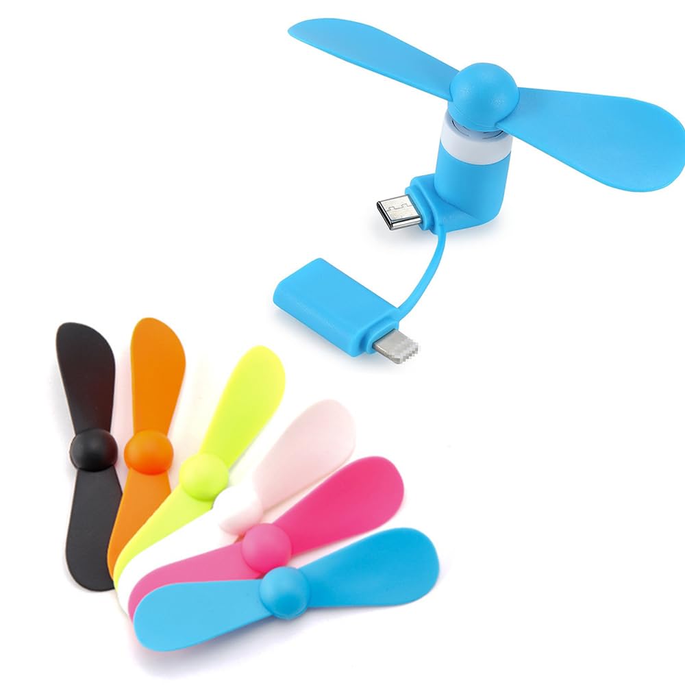 Sadahalu Mini Cell Phone Fan 6 Packs 2 In 1 Mobile Phone Fans Compatible With Iphone/Ipad/Android Smartphone/Tablet Fit For Type