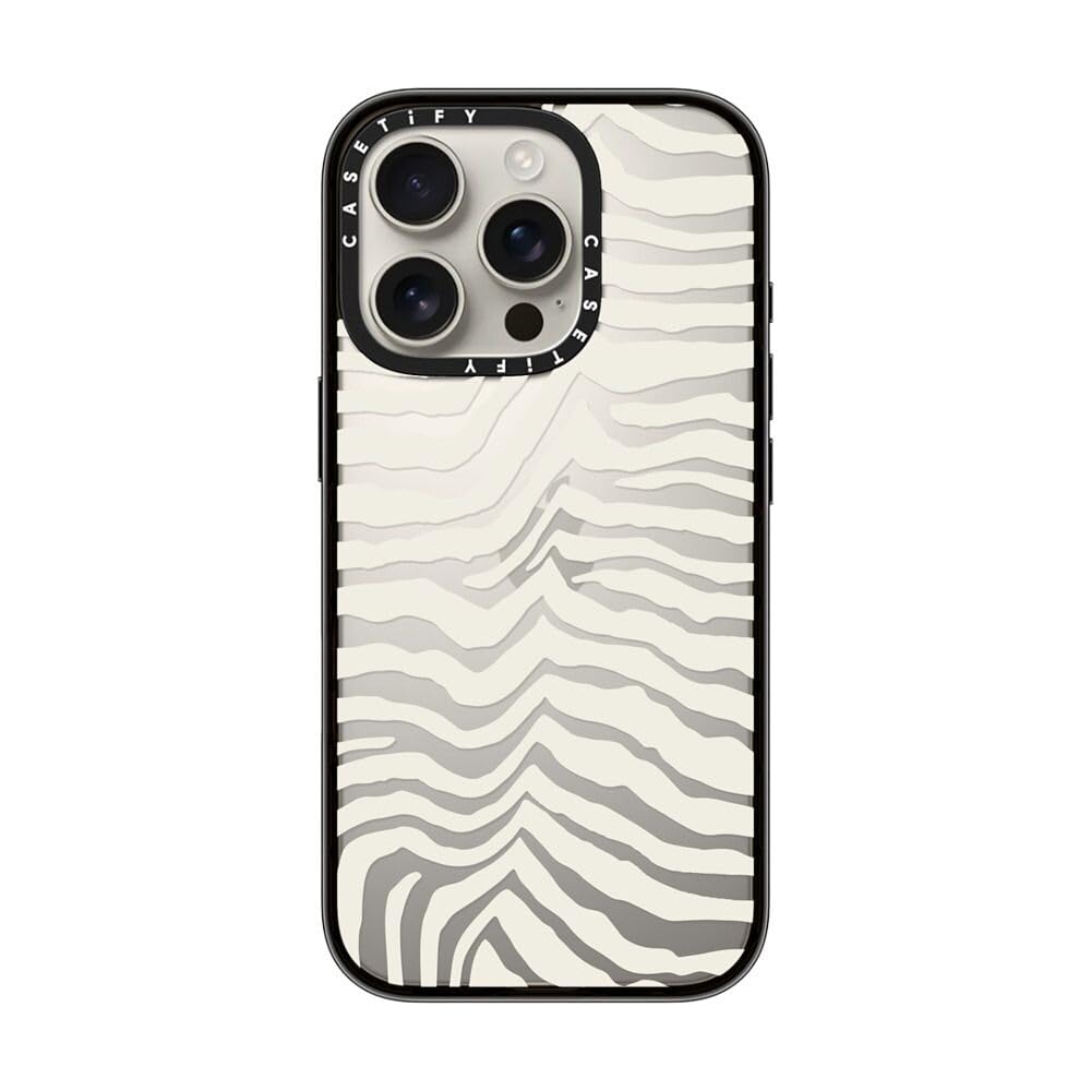 Casetify Compact Case For Iphone 16 Pro [Lightweight / 4 Ft. 2X Military Grade Drop Protection/Slim]   Zebra Stripe   Clear Blac