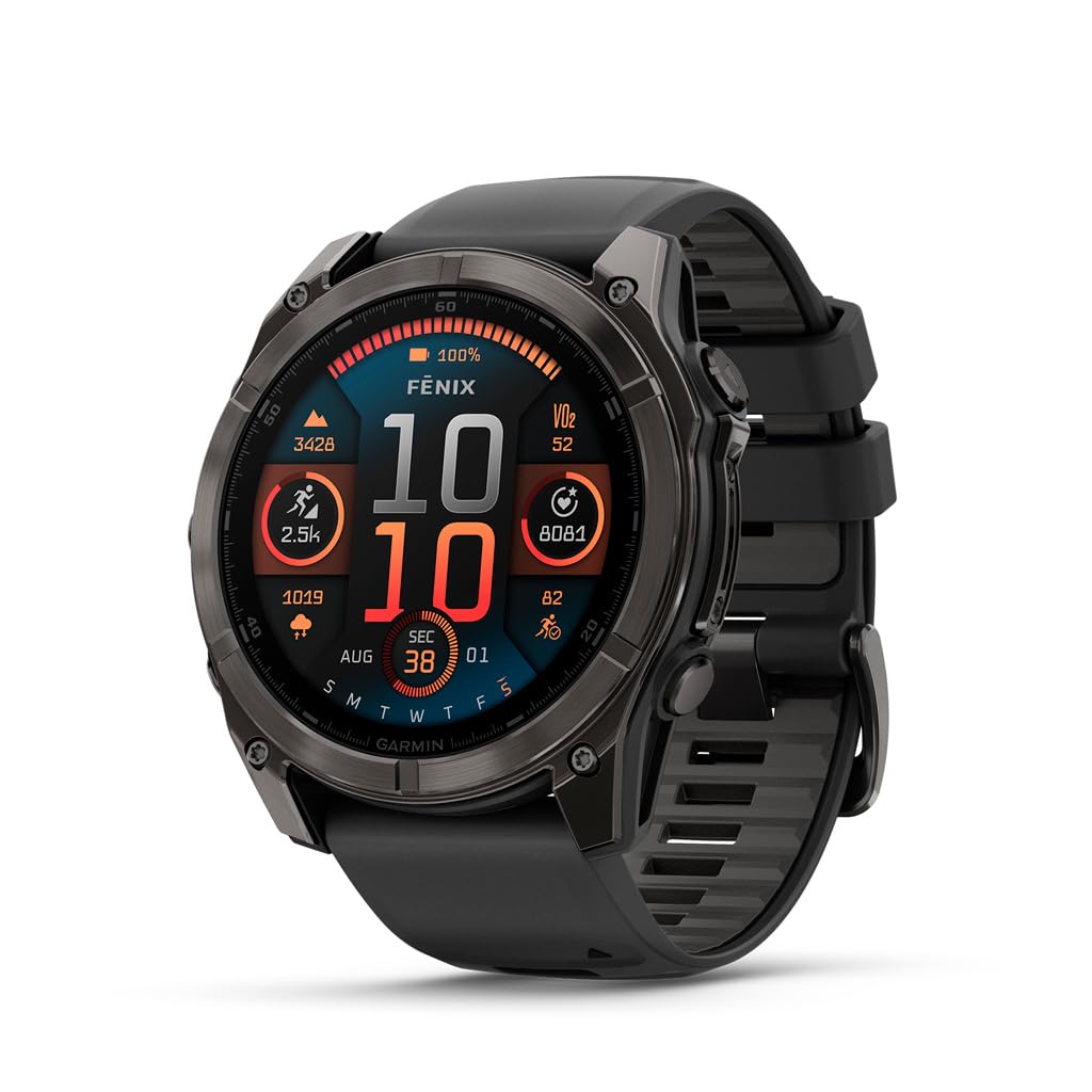 Garmin fenix 8 - 51 mm, AMOLED, Sapphire, Premium Multisport GPS Smartwatch, Long-Lasting Battery Life, Dive-Rated, Built-in LED