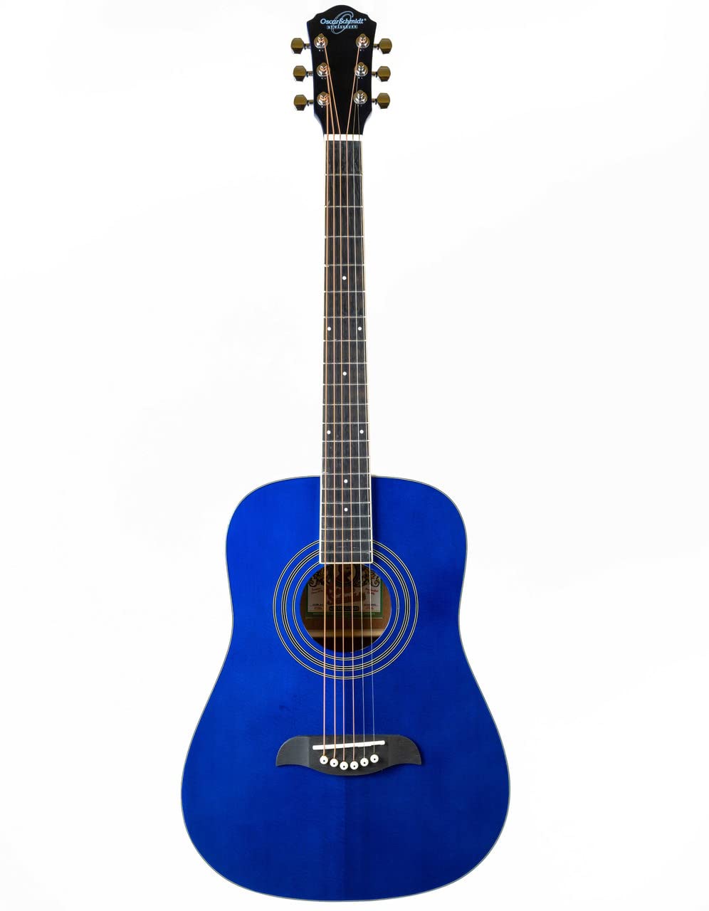 Oscar Schmidt Og5 3/4 Size Kids Acoustic Guitar   Blue Learn To Play Bundle With Tuner, Strap, Picks, Instructional Book/Dvd, An
