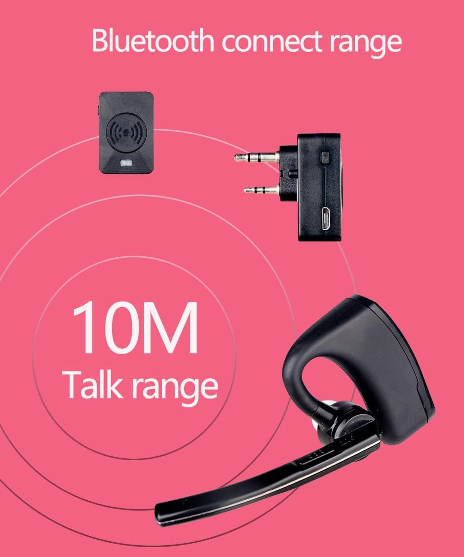 Radtel Walkie Talkie Bluetooth Headset, Bluetooth Earpiece With Noise Cancelling Mic, Compatible Baofeng Kenwood Quansheng Radio