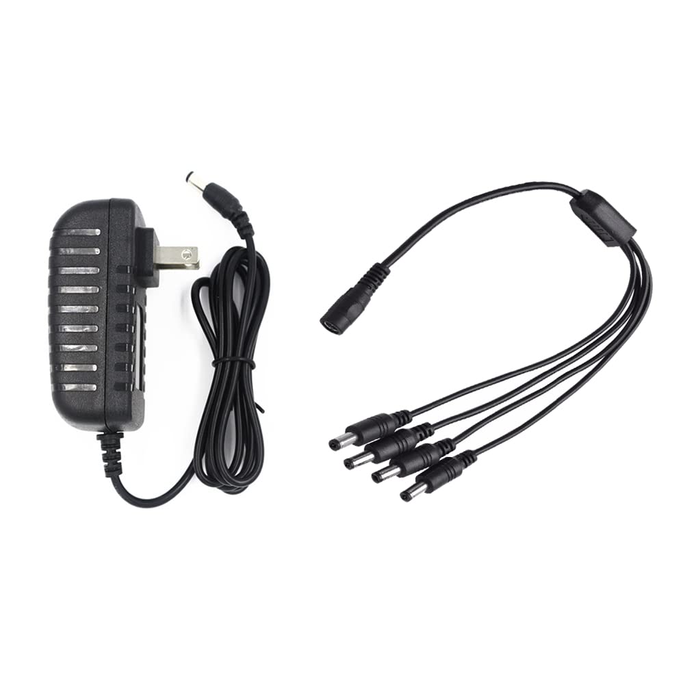 [Updated Version] Lile2Liwn Camera Power Adapter With 4 Way Power Splitter For Cctv Home Security Camera Surveillance System