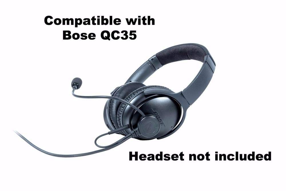 Nflightmic Universal Microphone For Aviation Headset   Works With Bose Qc25 And Qc35 Noise Cancelling Headphones