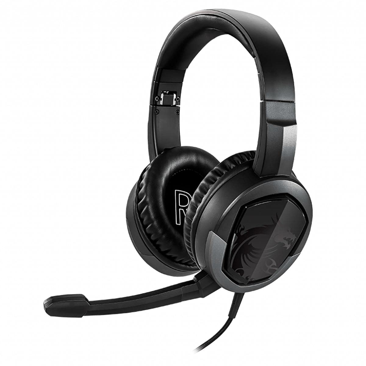 MSI Gaming Detachable Microphone Lightweight and Foldable Headband Design Gaming Headphone (Immerse GH30 V2), Black, Large