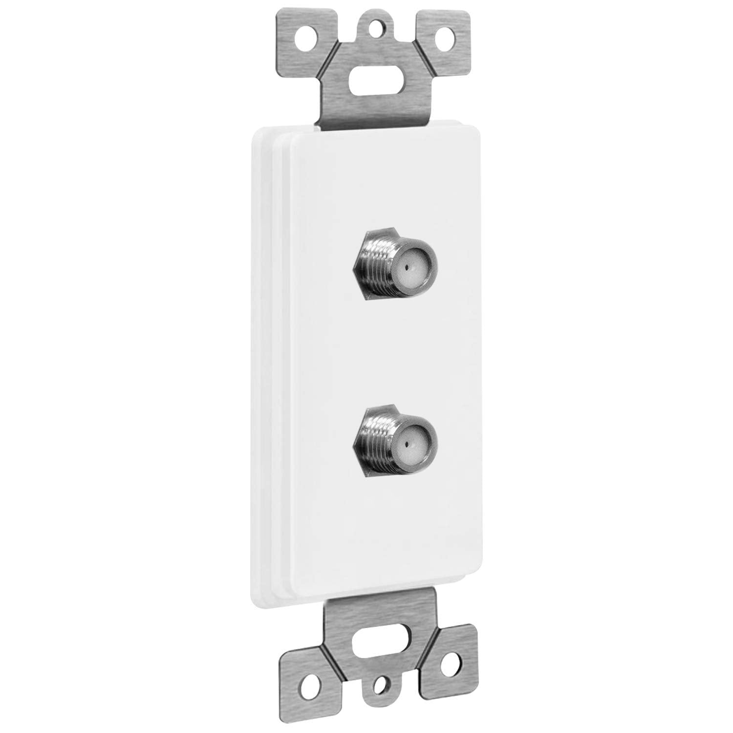 Enerlites Duplex F Type Coaxial Connector Wall Jack (Female To Female) Molded In Voice And Audio/Video, 6506 W, White