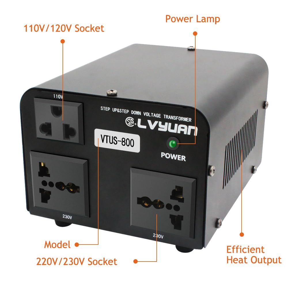 Cantonape Voltage Transformer Converter 800 Watt Step Up/Down Convert From 110 120 Volt To 220 240 Volt And From 220 240 Volt To