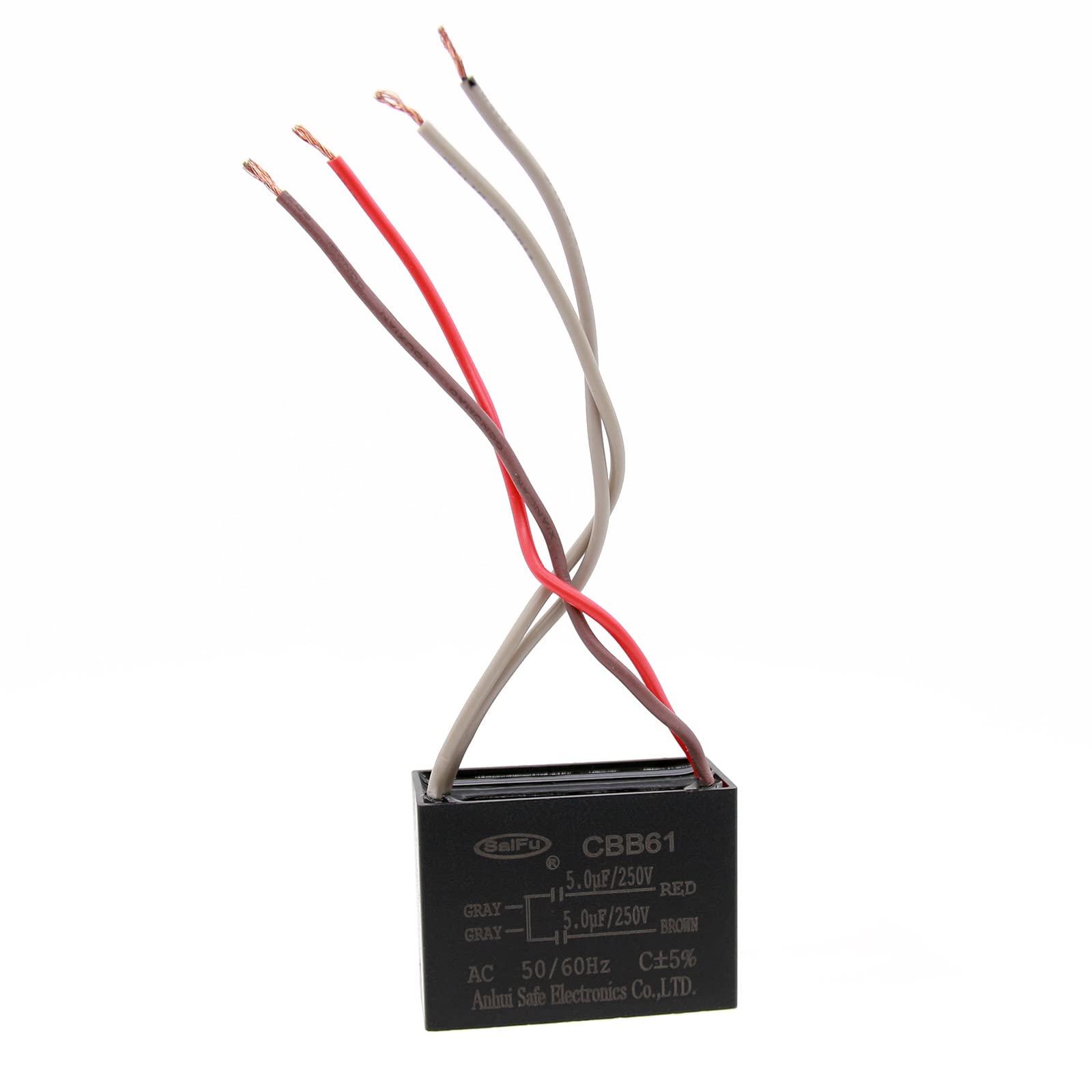 Akzytue Cbb61 Capacitor 5Uf+5Uf 250V Ac Ceiling Fan 4 Wire 50/60Hz For Starting Electric Fan Generator Pump Motor