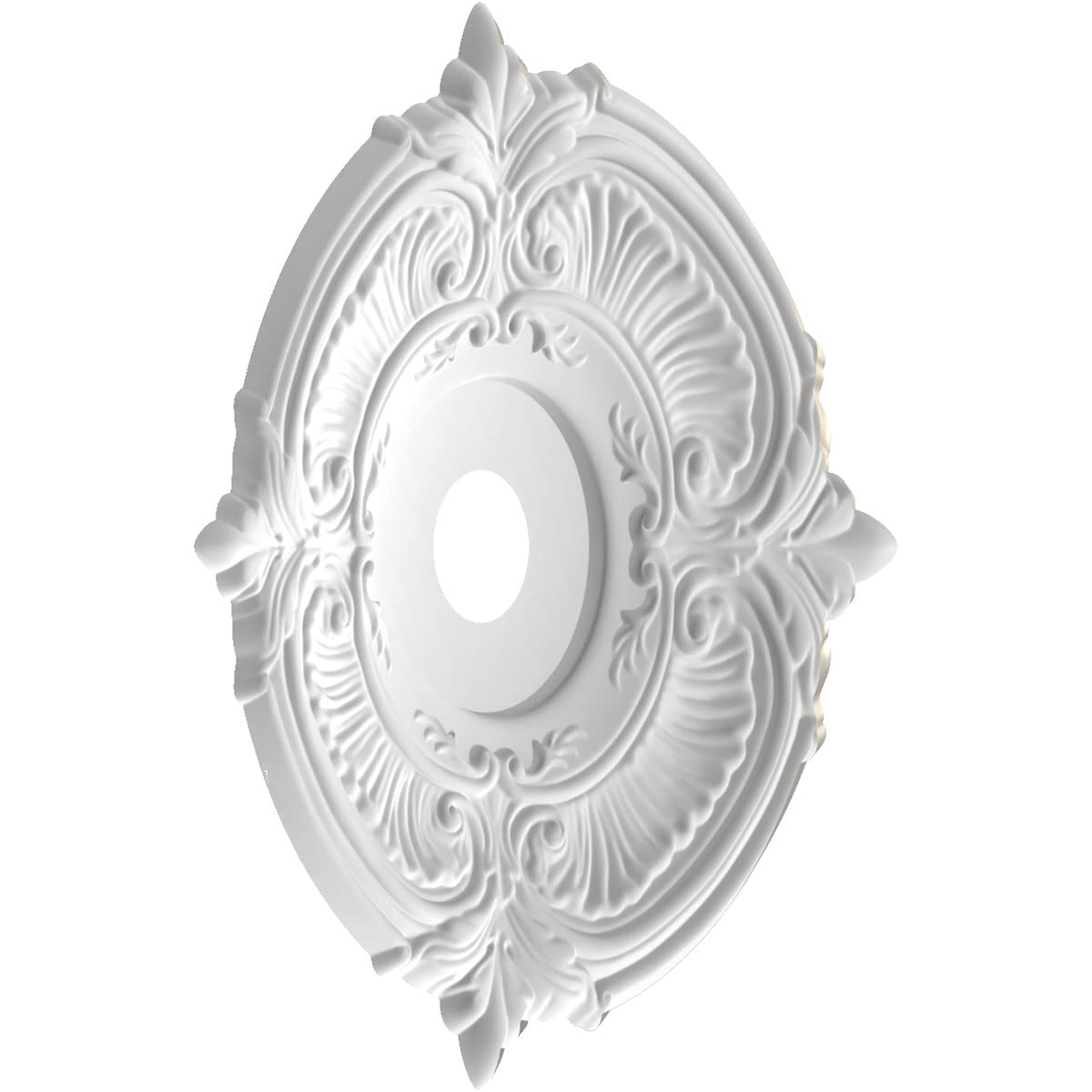 Ekena Millwork Cmp22Atbal Attica Thermoformed Pvc Ceiling Medallion (Fits Canopies Up To 7 3/4), 22Od X 3 1/2Id X 1P, Bright Coa