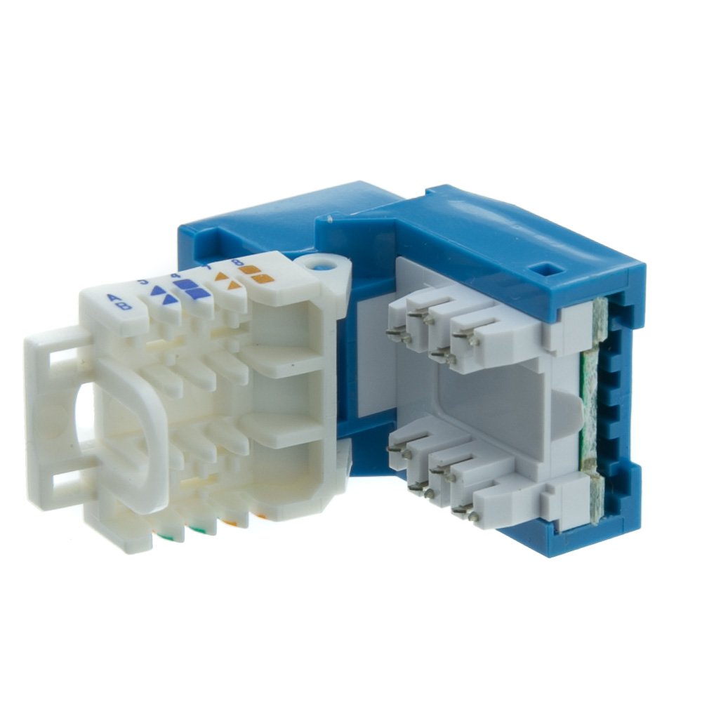Cablewholesale Cat6 Keystone Jack, Blue, Toolless Rj45 Female (Utp) To 110 Punch Down Connector