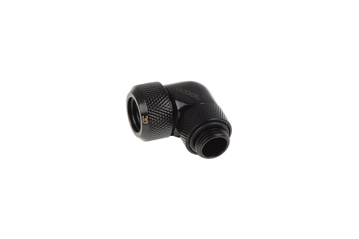 Alphacool 17393 Eiszapfen 13Mm Hardtube Compression Fitting 90 Rotatable G1/4   Knurled   Deep Black Water Cooling Fittings