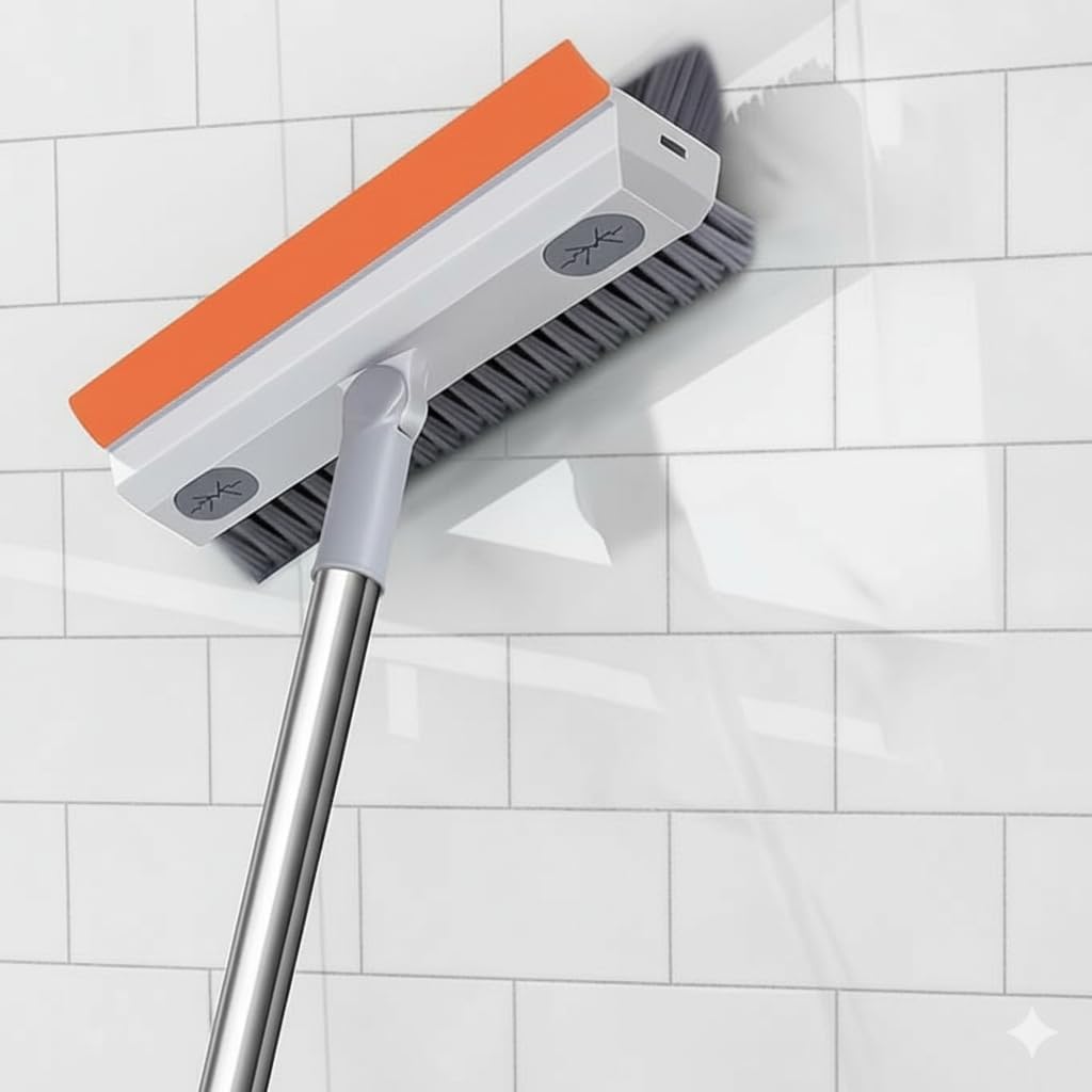 Beloxy 2In1 Bathroom Cleaning Brush With Wiper  Long Handle 180 Rotate Toilet Brush, Tiles Cleaning, Floor Scrub For Kitchen