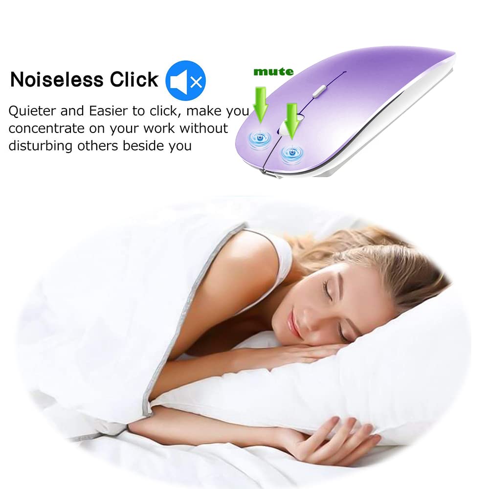 Klo Bluetooth Mouse For Macbook/Macbook Air/Pro/Ipad, Wireless Mouse For Laptop/Notebook/Pc/Ipad/Chromebook (Purple)