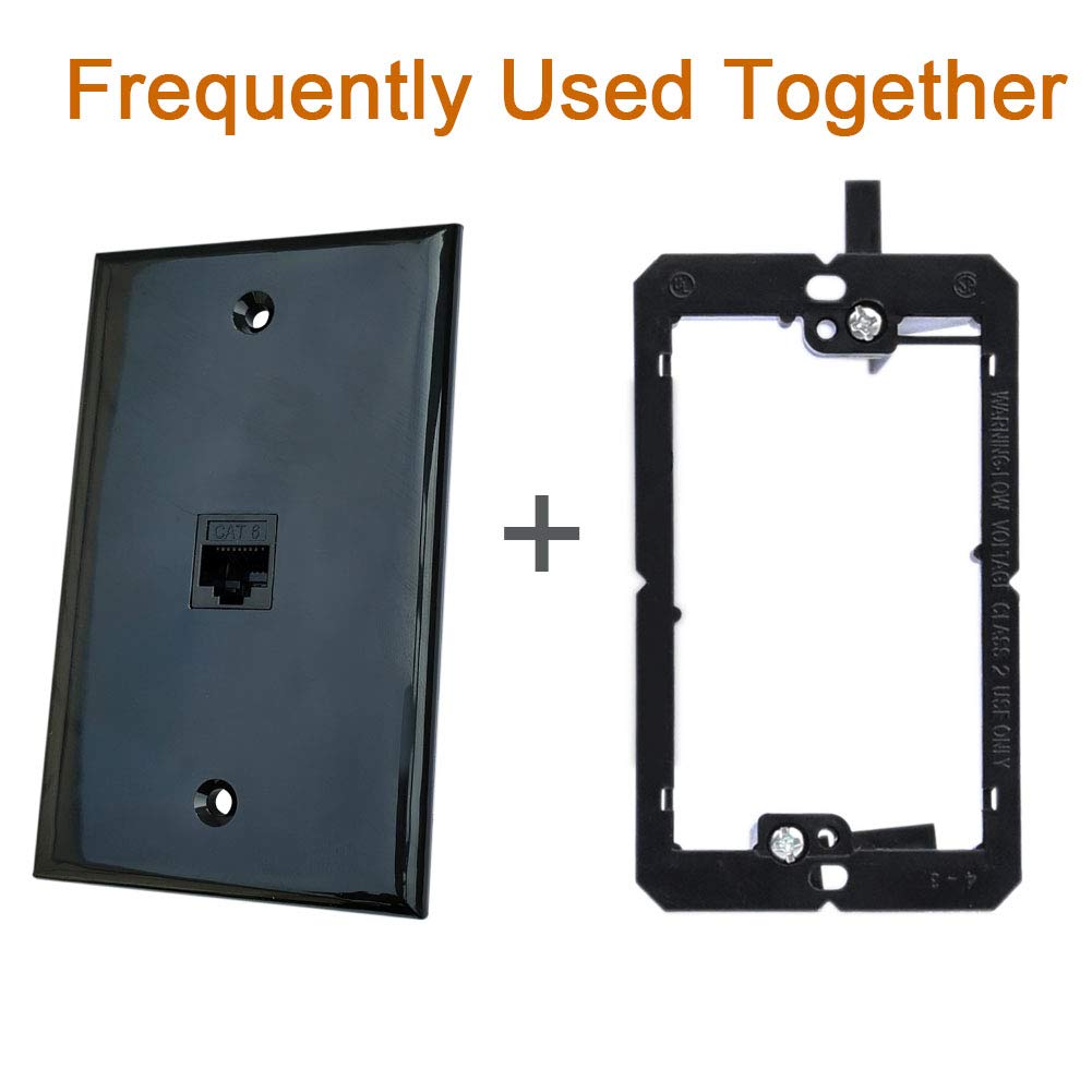 Boplat 1 Port Cat6 Ethernet Wall Plate Black   Single Gang Cat 6 Rj45 Network Cable Cover Plate Female To Female For Cat7/Cat6/C