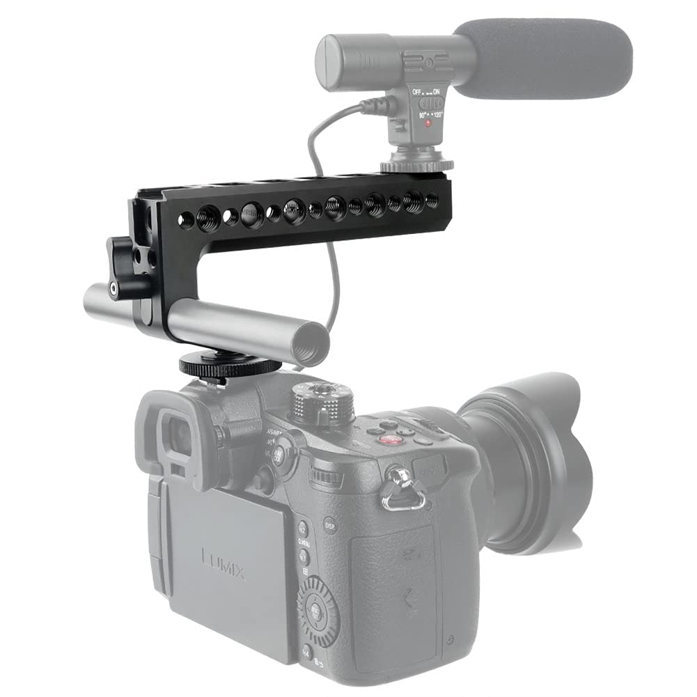 Niceyrig Hot Shoe Top Handle Grip Dslr Camera Handgrip With 15Mm Rod Clamp, Cold Shoe Mounts Applicable For Panasonic Lumix Gh5/
