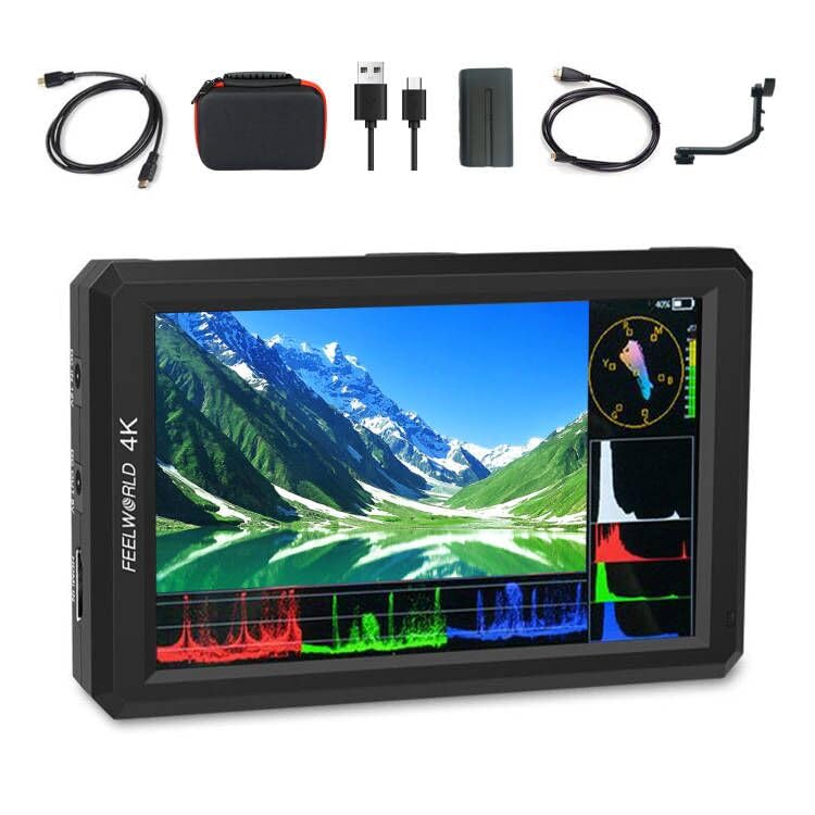 Feelworld F6 On Camera Monitor Bundle 6 Inch Video Assit Monitor,4K Hdmi Filed Monitor With With All Waveform,3D Lut Load (Inclu