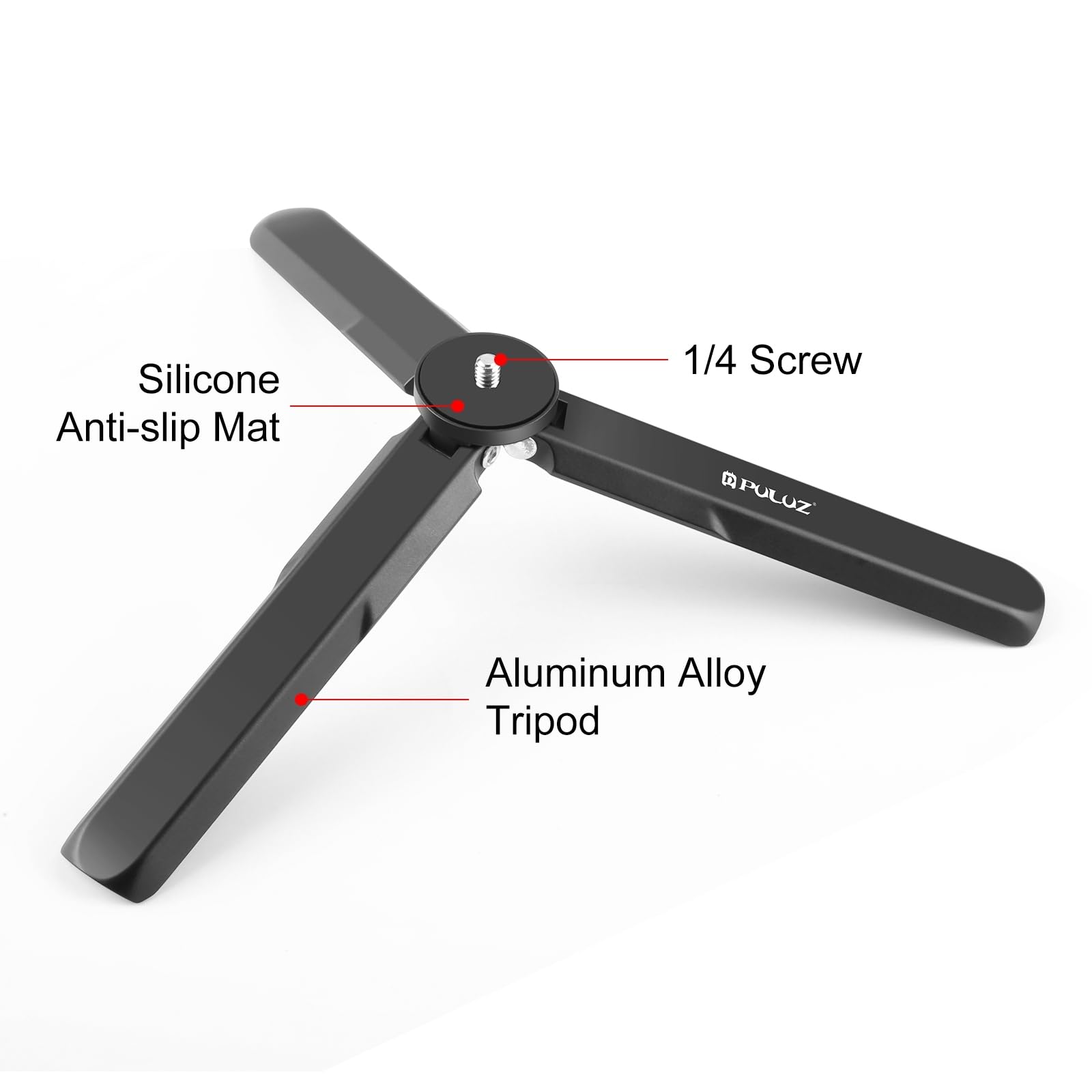 Puluz Mini Tripod | Desktop Tabletop Stand Compact Tripod For Dji Osmo Pocket 3 / Insta360 X4, Gimbal Handle Grip Stabilizer, Quick Fold Handle/Selfie Stick With 1/4 Inch Screw