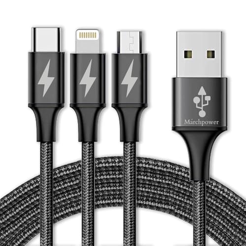 VarNi 3 In 1 Charging Cable Nylon Braided Multiple Usb Fast Charging Cable, Compatible For All Smartphone, Iphones And Android,