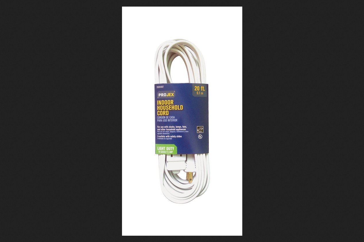 PROJEX Indoor 20 ft. L White Extension Cord 16/2 SPT-2