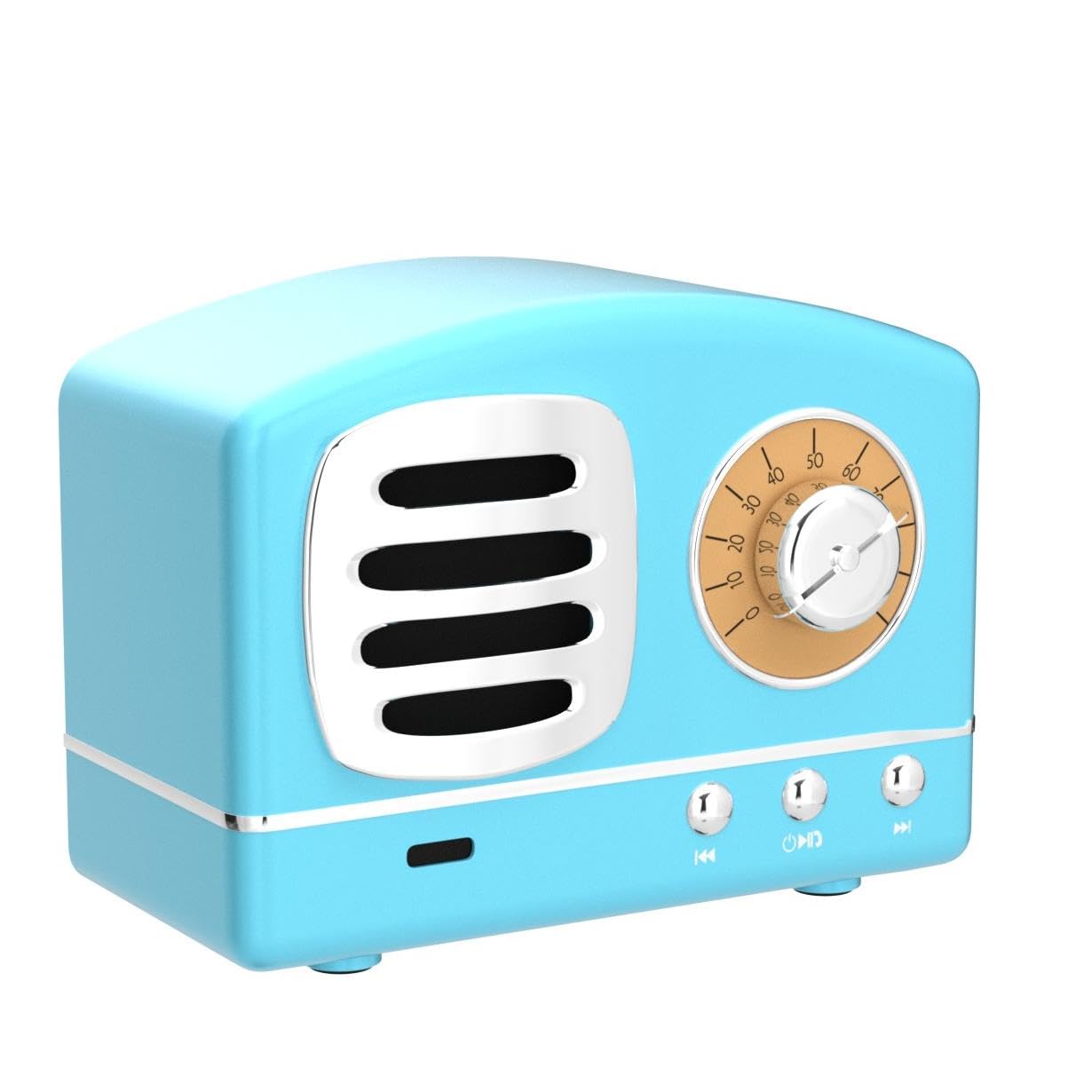 Dosmix Wireless Retro Bluetooth Speaker HM11 Portable Powerful Sound Hands-Free Calls Alexa TF AUX Plastic Blue