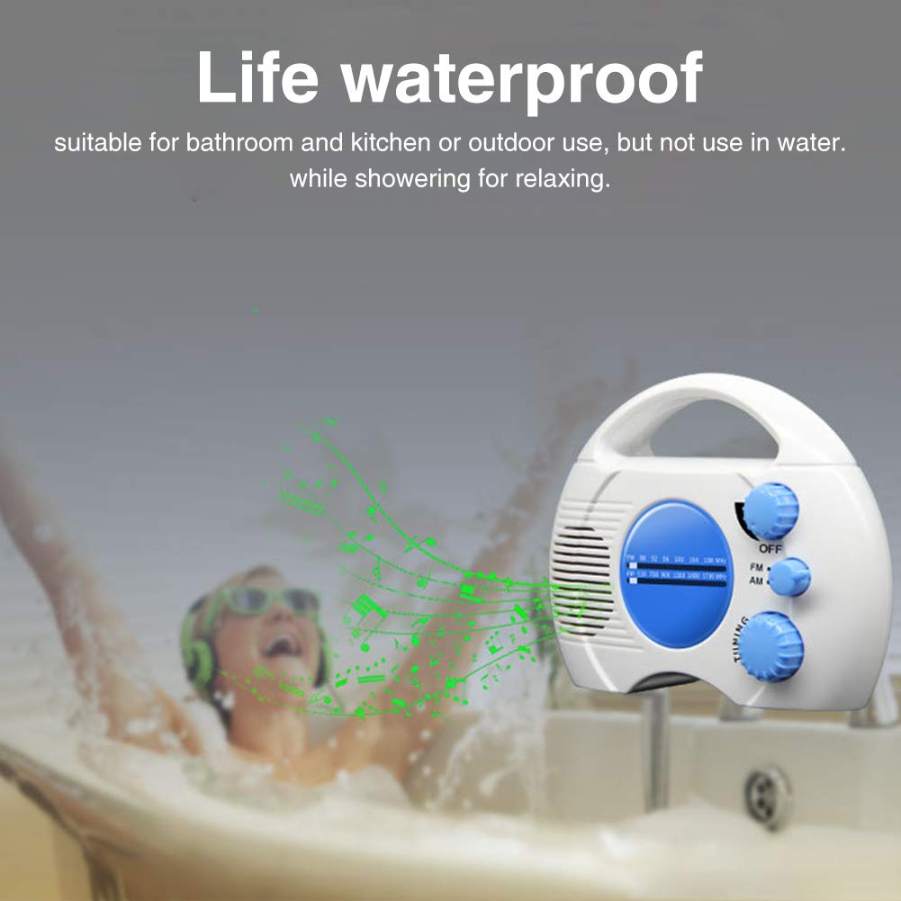 Etiger Am Fm Hanging Shower Radio Wireless Mini Portable Waterproof Battery Operated Radio Speaker For Home, Beach, Hot Tub, Bat