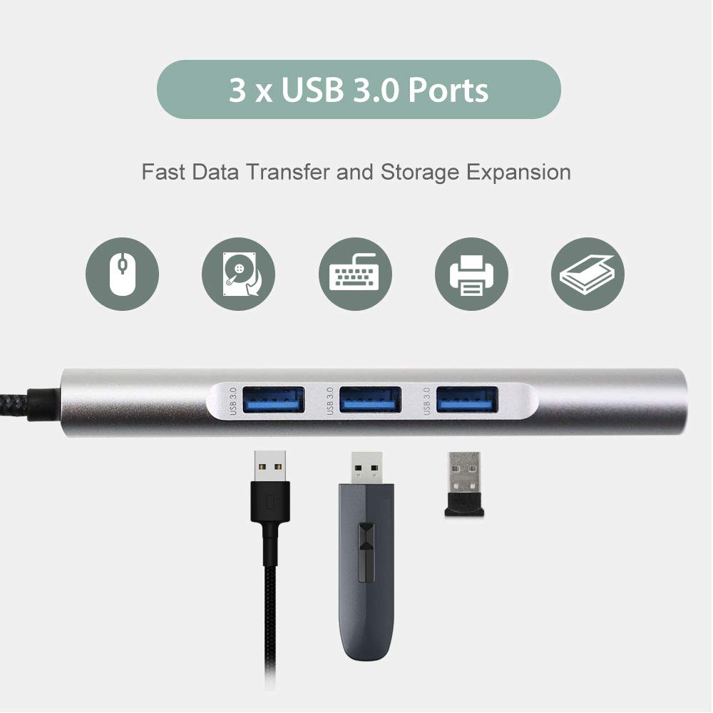 9 In 1 Usb C Hub Multiple Adapter, 3 Usb 3.0 Ports Up To 5Gbps Transfer, 4K@30Hz Hdmi, 60W Pd, Sd/Tf Card Reader, 3.5Mm Audio Ja