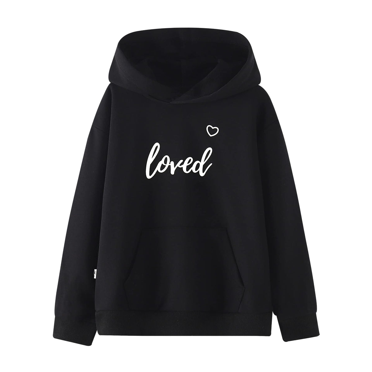 Loved Letter Print Sweatshirt For Girls Toddler  Kids Ii Big Girls Pullover Hoodies,Black,6 7Y