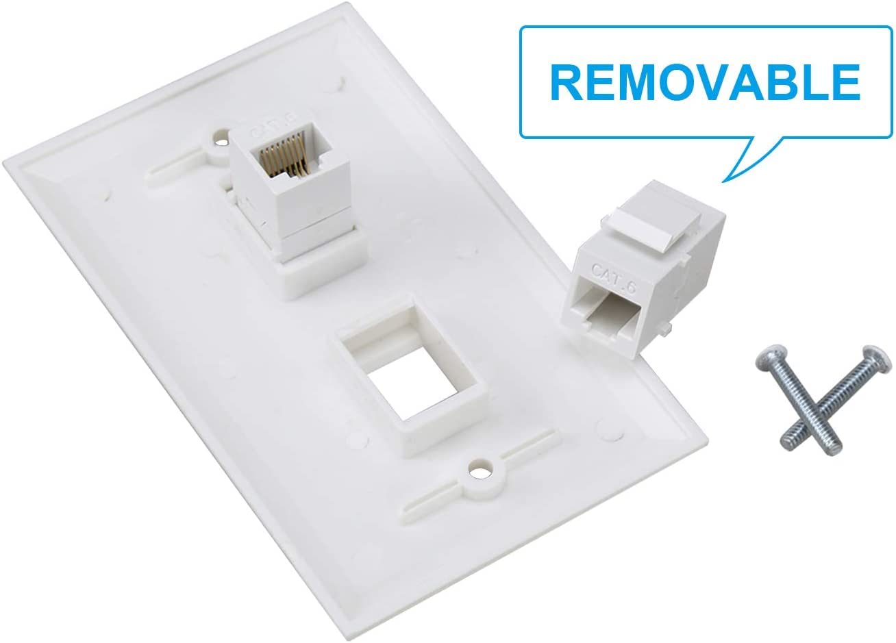 Ethernet Wall Plate   Victek   2 Port Cat6 Keystone Female To Female Wall Plate   White