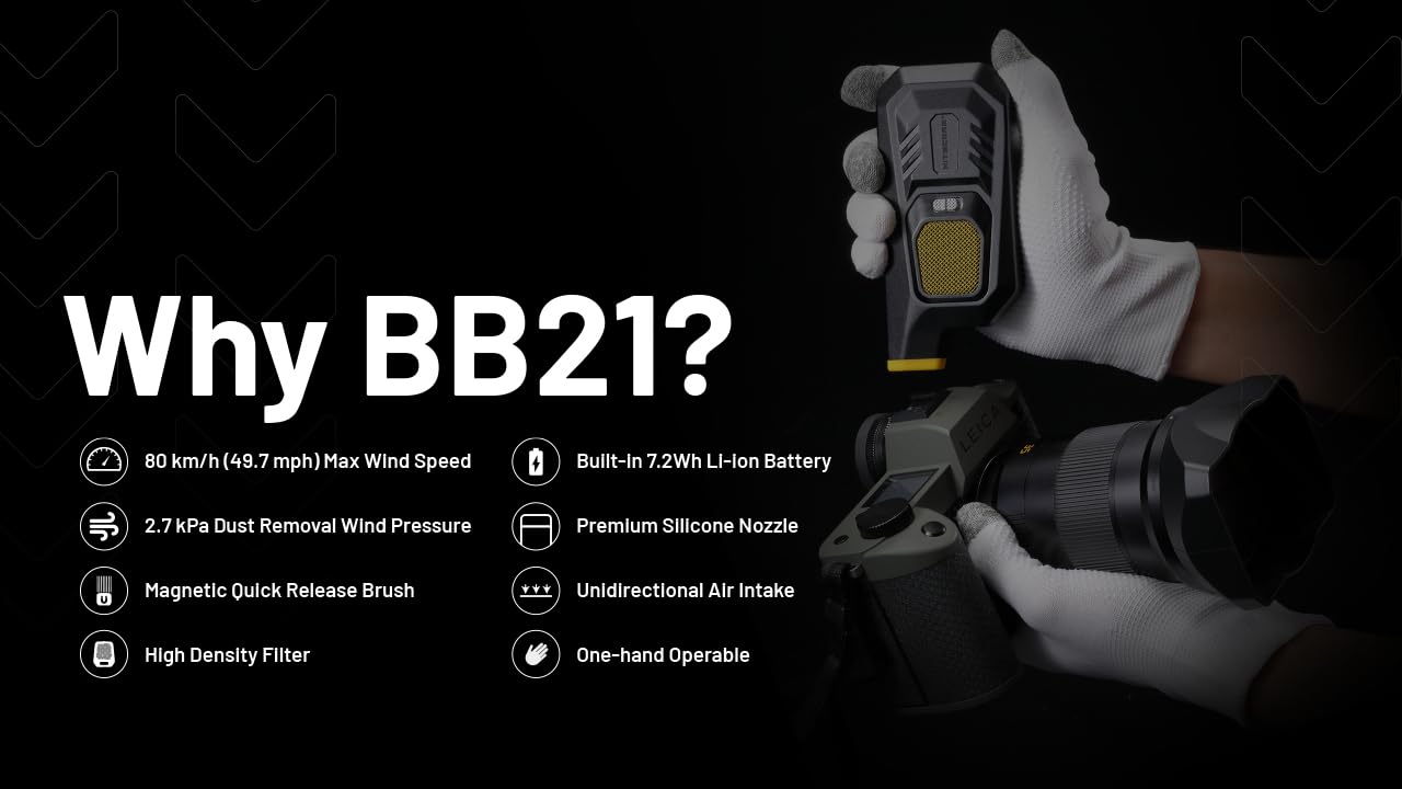 Nitecore Bb21 Portable Air Blower For Cameras, Computers And Electronics, Fast Charging Usb-C Rechargeable, 30,000 Rpm Electric