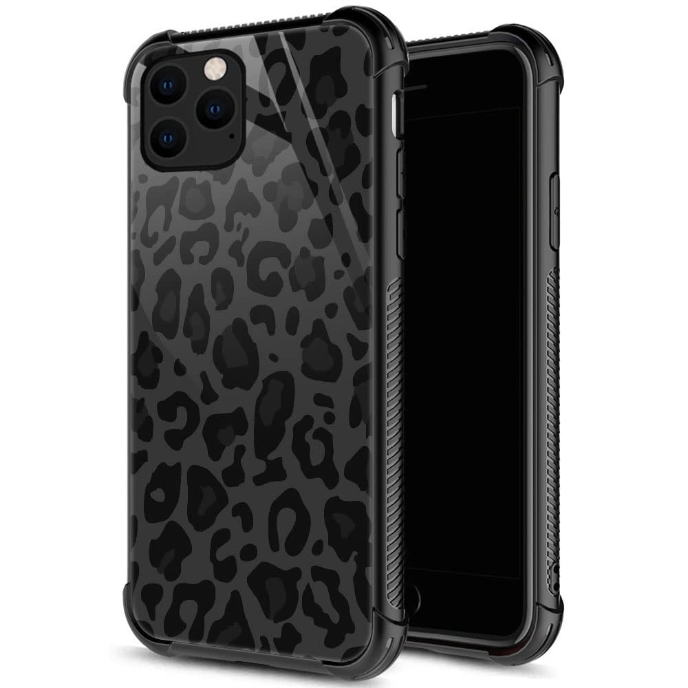 Iphone 11 Pro Max Case, Black And Grey Leopard Iphone 11 Pro Max Cases For Women Girls, Pattern Design Shockproof Anti Scratch O