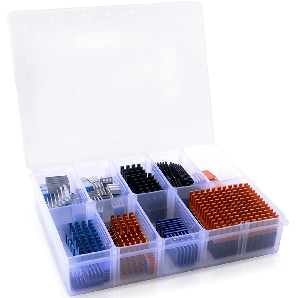 GeeekPi 102pcs Heatsink Kit with Conductive Adhesive Tape, Cooler Heat Sink for Cooling Raspberry Pi VRM VRAM CPU GPU VGA Small 