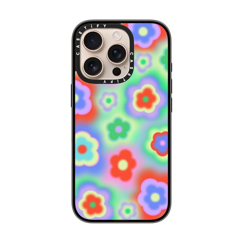 Casetify Compact Case For Iphone 16 Pro [Lightweight / 4 Ft. 2X Military Grade Drop Protection/Slim]   Acid Flowers   Clear Blac