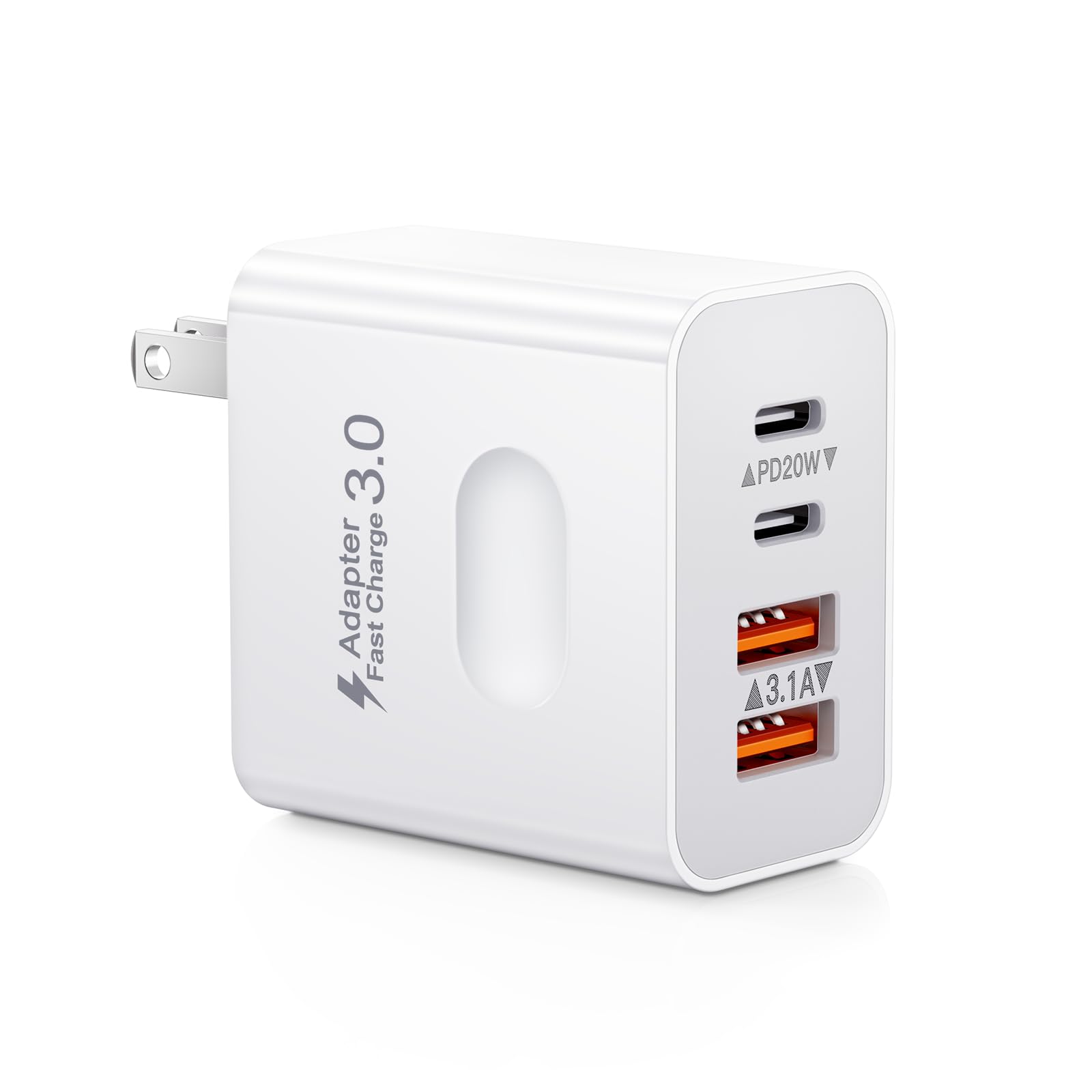Usb C Charger Block, 40W 4 Port Usb C Wall Charger Fast Charging Dual Port Usbc Power Adapter+Double Usb Wall Plug Multiport Bri