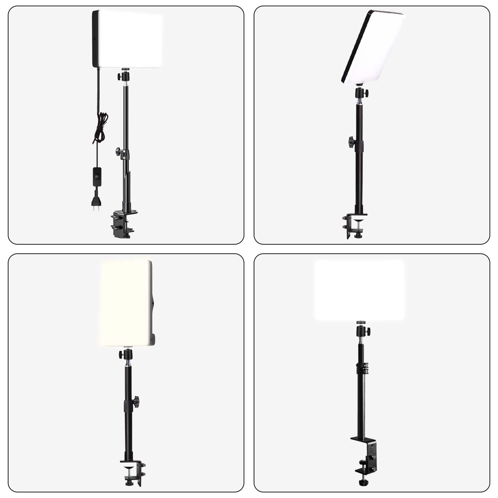 Led Desk Bi Color Video Light Key Light Studio Streaming Lights Panel Light With Desk Clamp C Clamp Stand 3800K 6500K Dimmable W