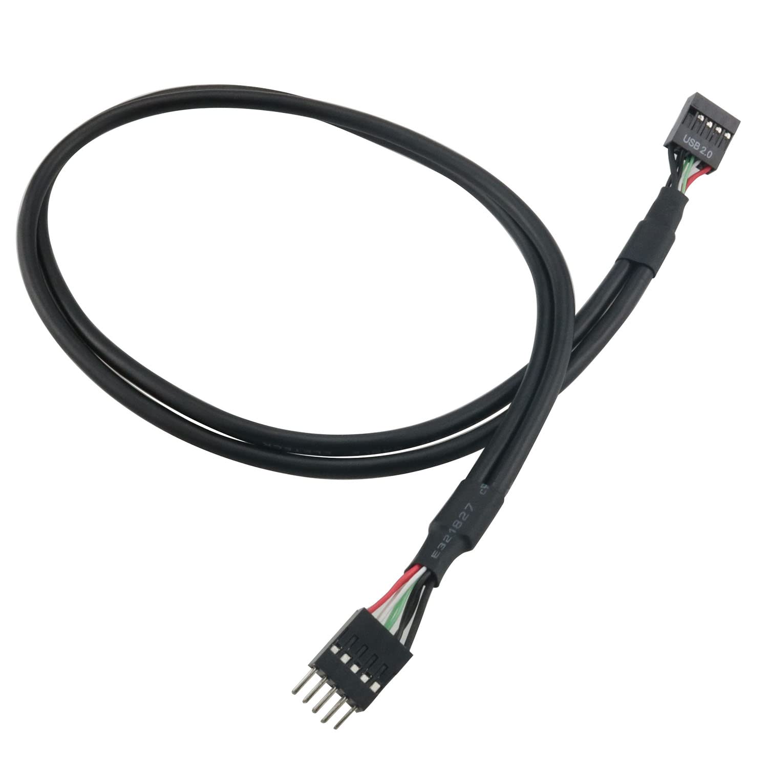 Yhxixi Black Usb 2.0 9 Pin Male To 9 Pin Female Adapter Cable 515Mm Usb2.0 9Pin M/F Multiplier Extension Cord Usb Header Extensi