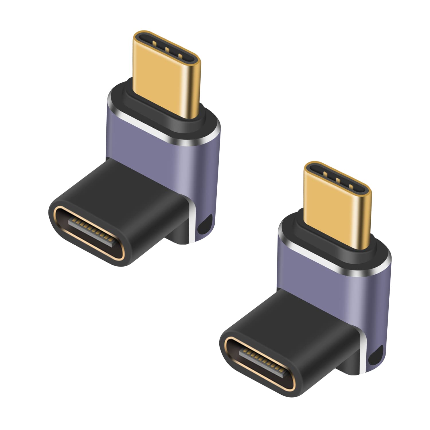 Poyiccot 240W Usb C 90 Degree Adapter, 90 Degree Usb C Adapter 40Gbps, Usb C Adapter Up & Down Usb C Male To Female Connector With 8K Video Display For Ipad, Macbook, Thunderbolt, Usb4, 2Pack