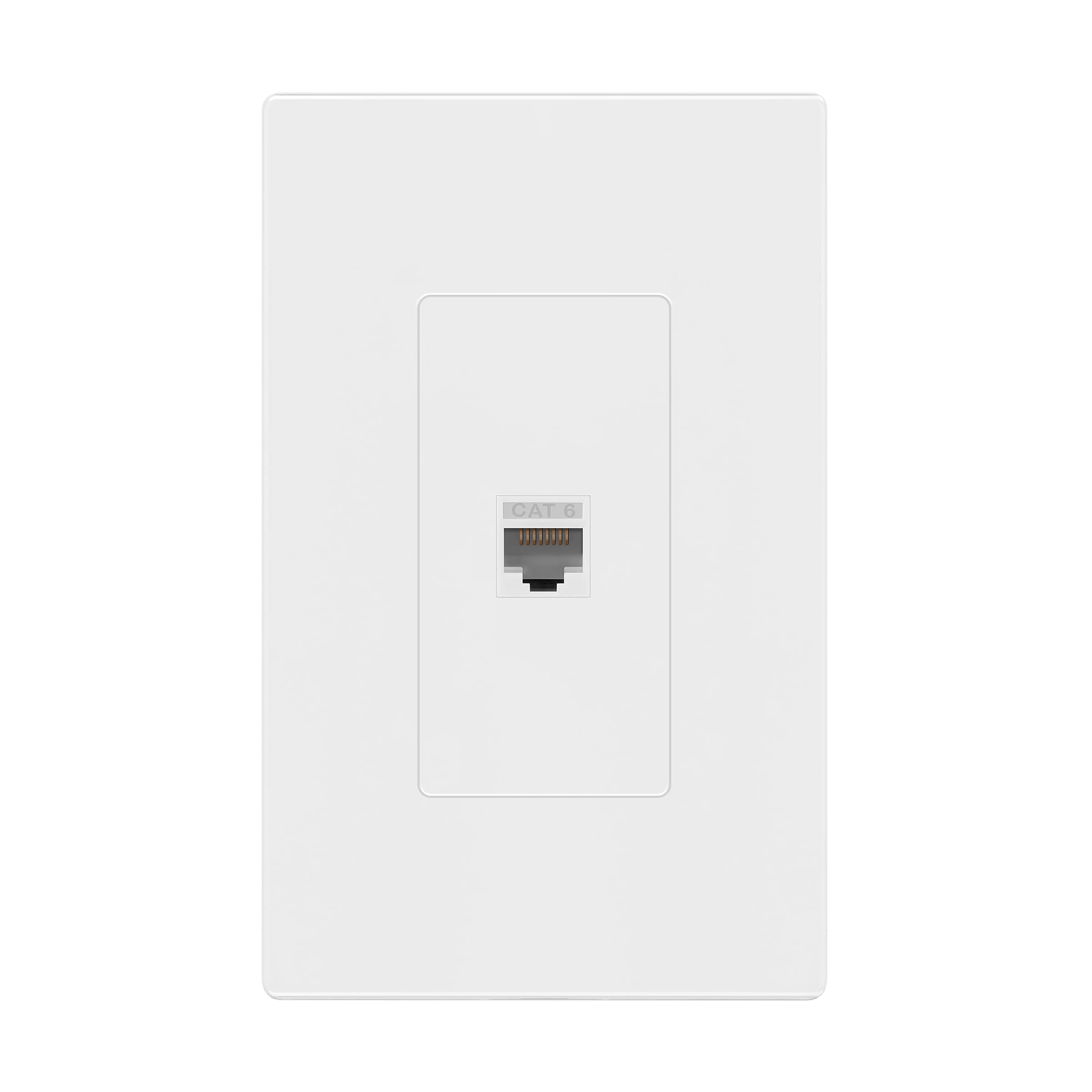 Enerlites Port Screwless Wall Plate With Cat6 Rj45 Keystone Jack Module, For Voice/Data & Audio/Video Multimedia, Standard Size