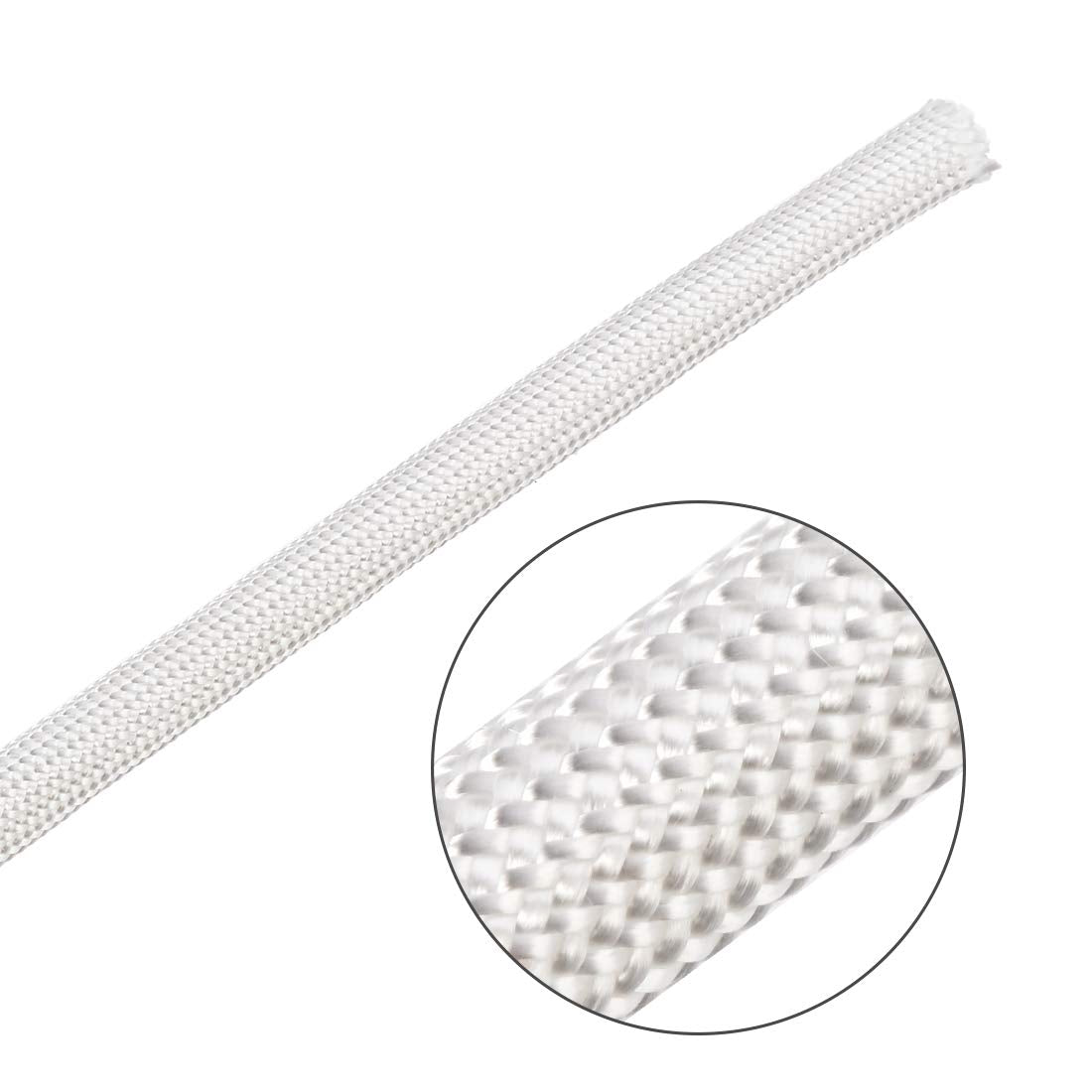 Uxcell Insulation Braid Sleeving, 9.8Ft 5Mm High Temp Fiberglass Sleeve White