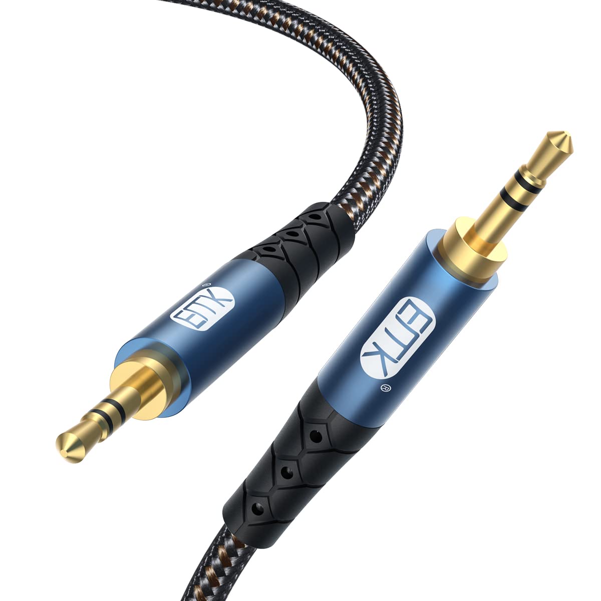 EMK AUX Cable 3.5mm Stereo Audio Male to Male TRS AUX Cord Nylon Braided Hi-Fi Sound Quality Auxiliary Audio Cable for Car, Home,Stereos,Speaker,Headphones(10ft/3m)