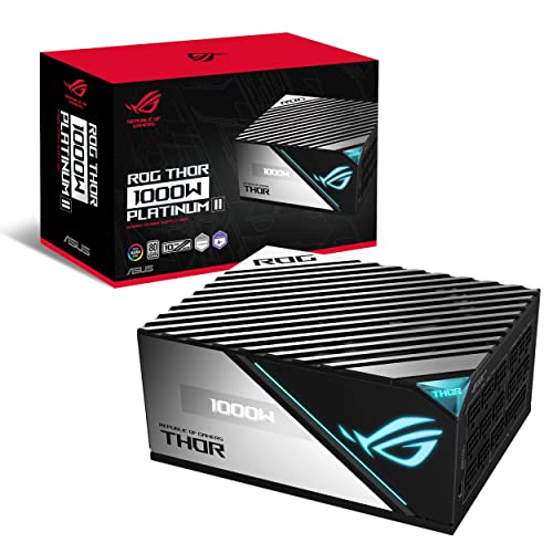 Asus Rog Thor 1000W Platinum Ii Fully Modular Power Supply (1000 Watt, 80+ Platinum, Lambda A++ Certified, Rog Heatsinks, 135Mm 