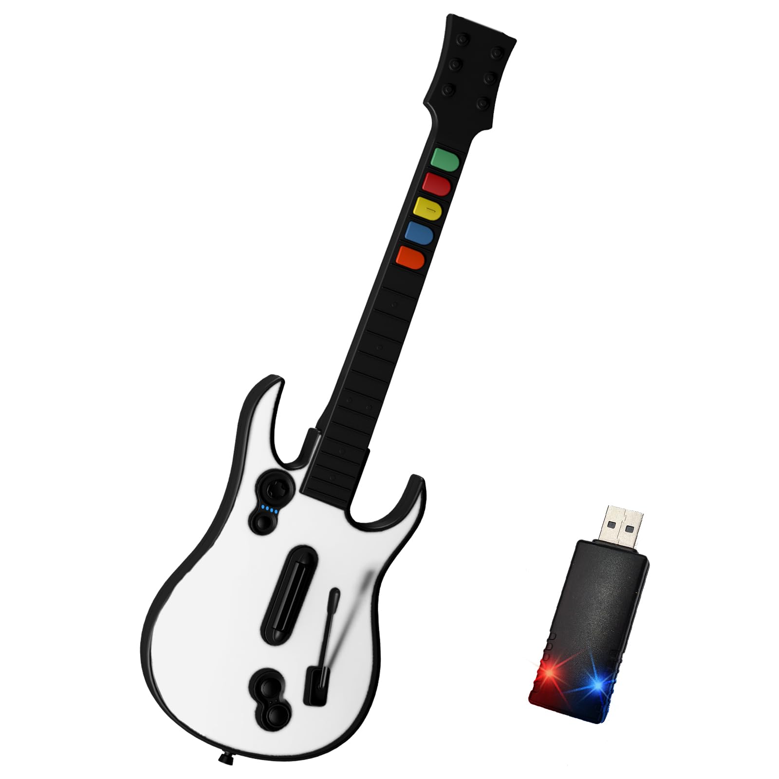 NBCP Wireless PC Guitar Controller - Compatible with Clone Hero, GH III, World Tour & Rock Band, Plug & Play 2.4G USB Connection