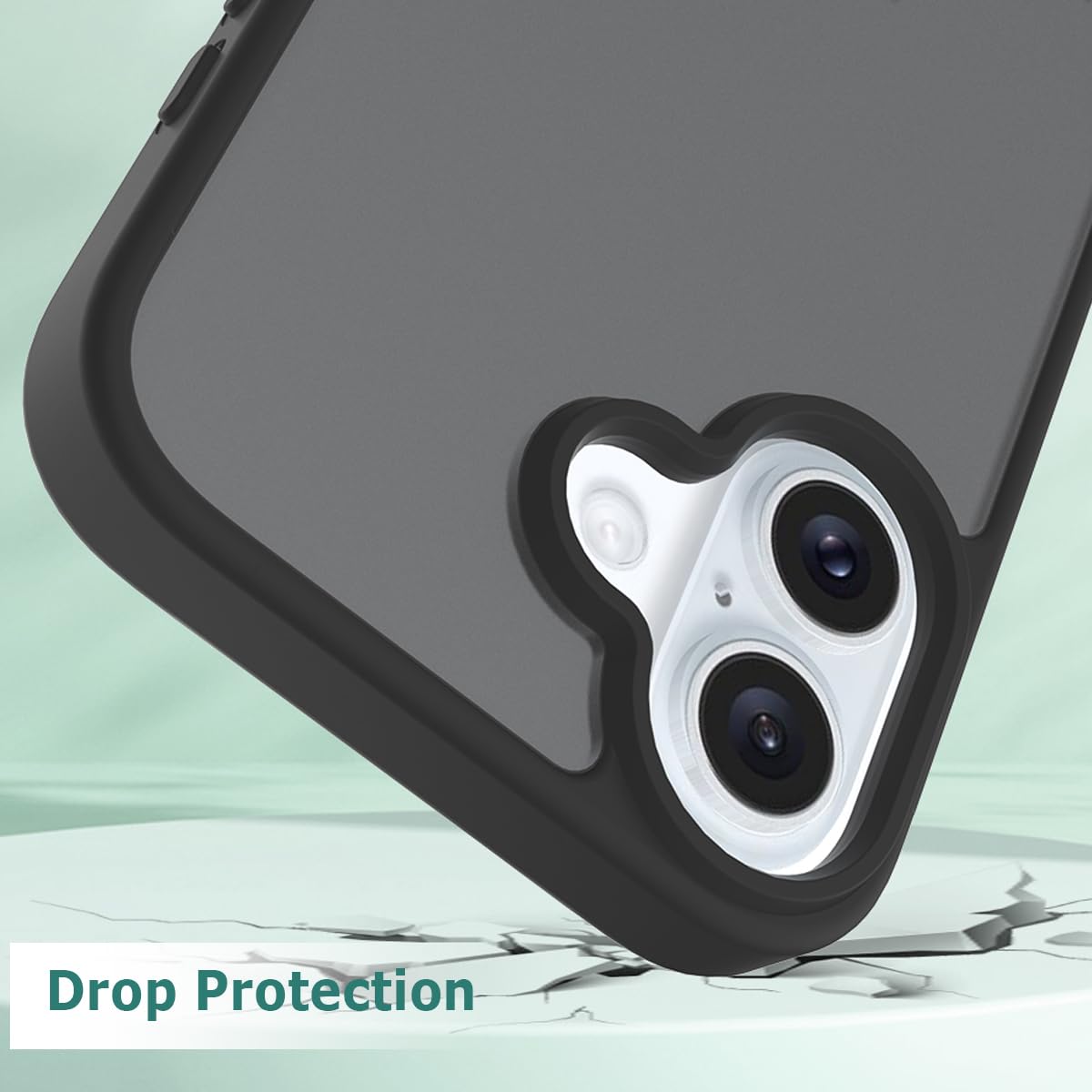 Tenoc Phone Case Compatible With Iphone 16, Black Case Translucent Protective Bumper Matte Hard Back Cover For 6.1 Inch