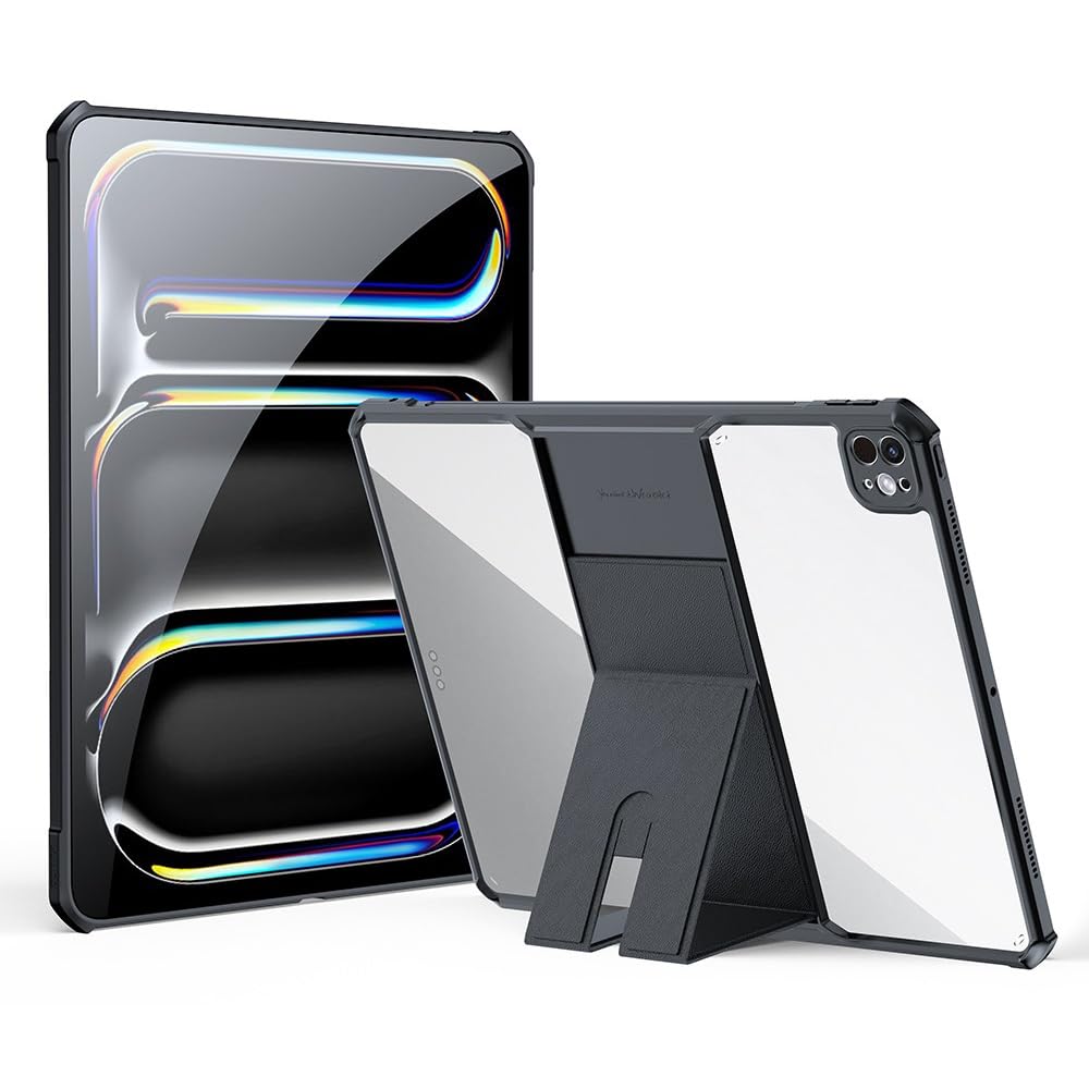 Clear Case for iPad Pro 13 (M5/M4) 2025/2024 Case with Stand, Transparent Back Cover with Kickstand Slim Light Drop Safe