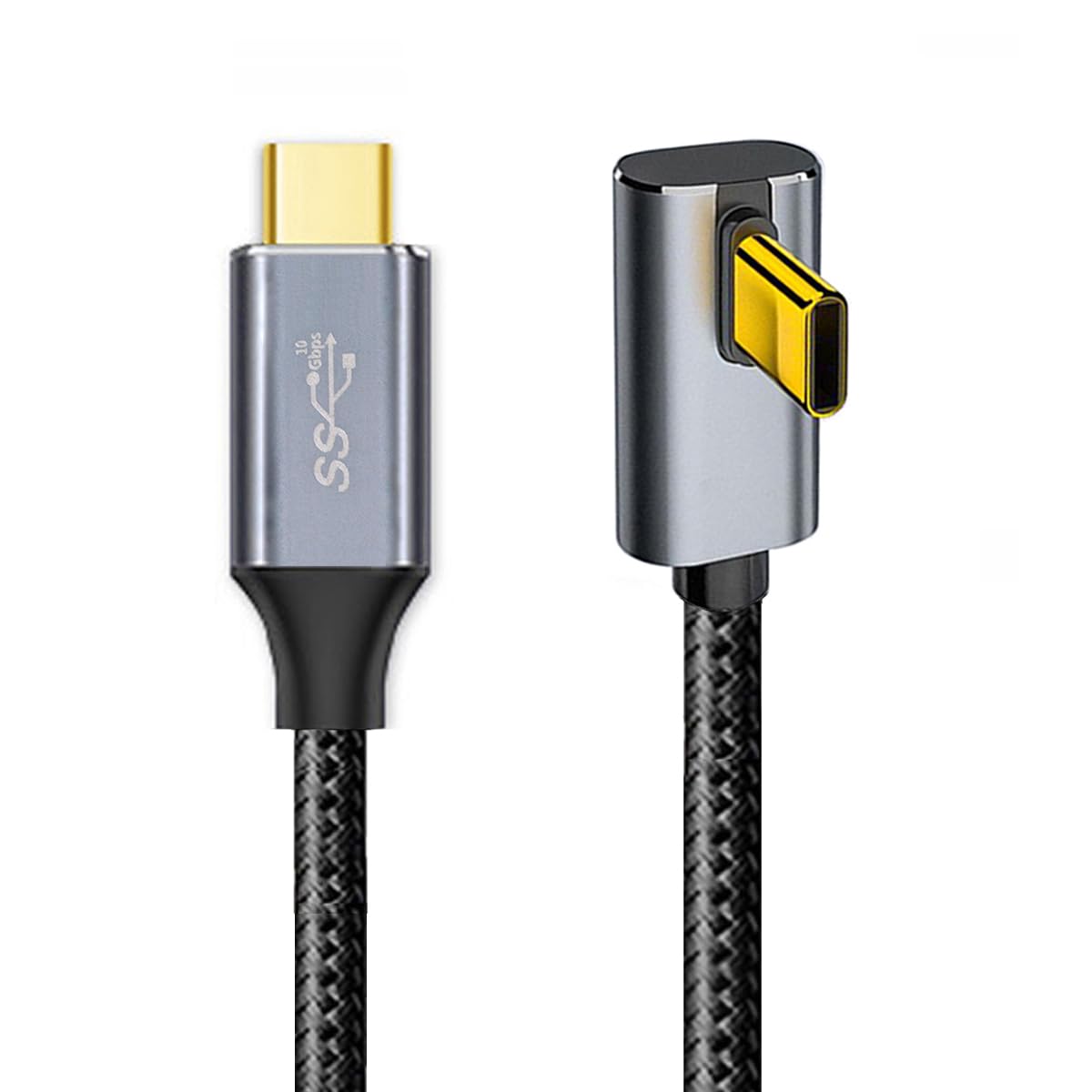cablecc 10Gbps 100W Reversible Data Type-C USB-C Male to Male USB3.1 Cable Low Profile Angled 90 Degree for Laptop Phone 300CM