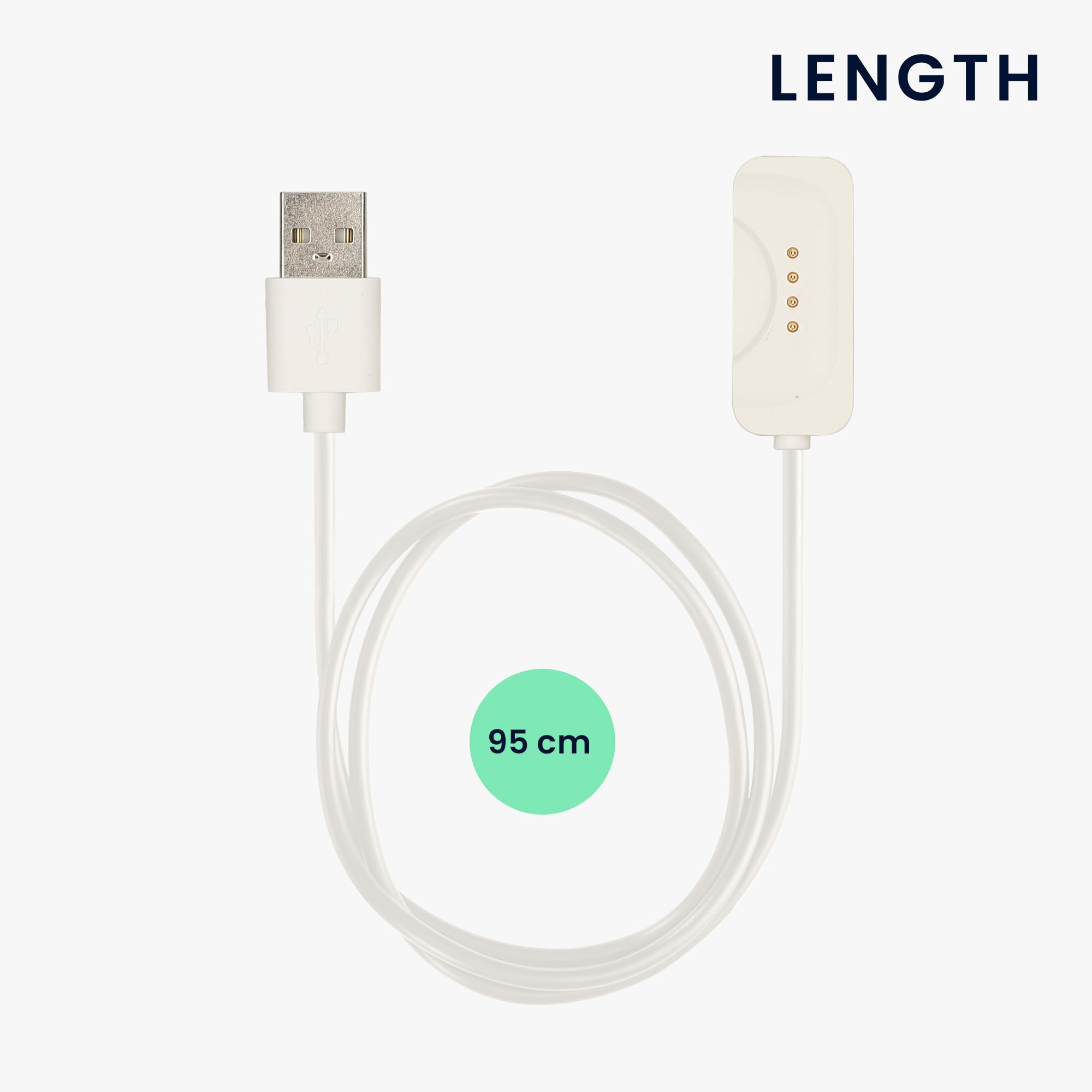 Kwmobile Usb Cable Charger Compatible With Oneplus Watch 2 / Watch 3 Cable - Charging Chord For Smart Watch - White Matte