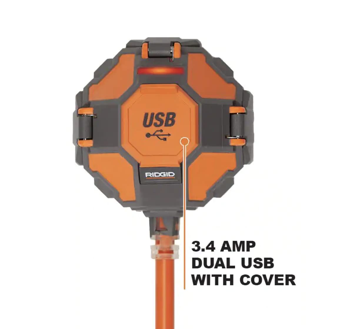 Ridgid 3 Outlet Power Ball Extension Cord Plus Usb
