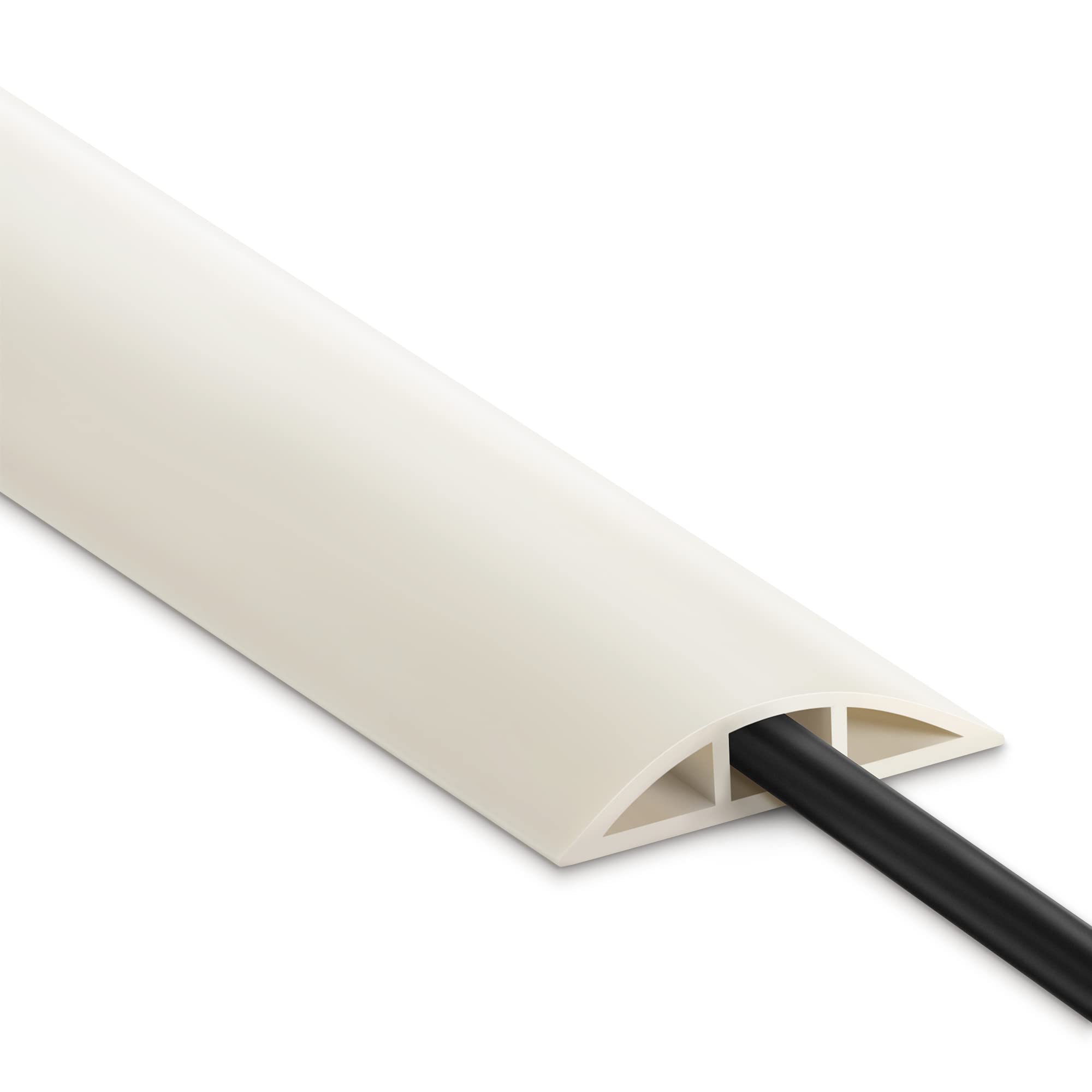 Floor Cable Cover 8Ft Beige, Low Profile Wire Cover For Floor, Extension Cord Cover, Cord Cover Floor Protect Wires, Tough Cord