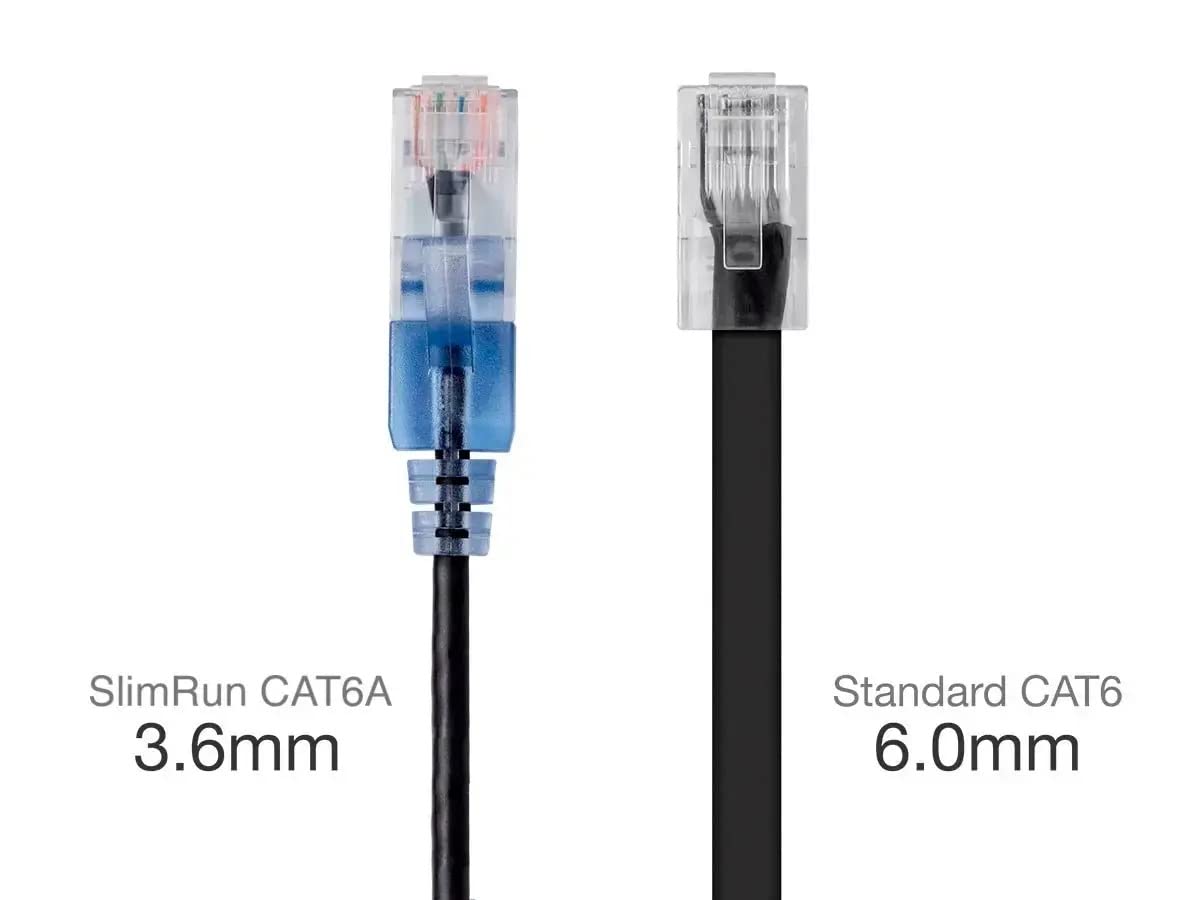 Monoprice Cat6A 3Ft Black Patch Cable Utp 30Awg 10G Pure Bare Copper Snagless Rj45 Slimrun Series Ethernet Cable