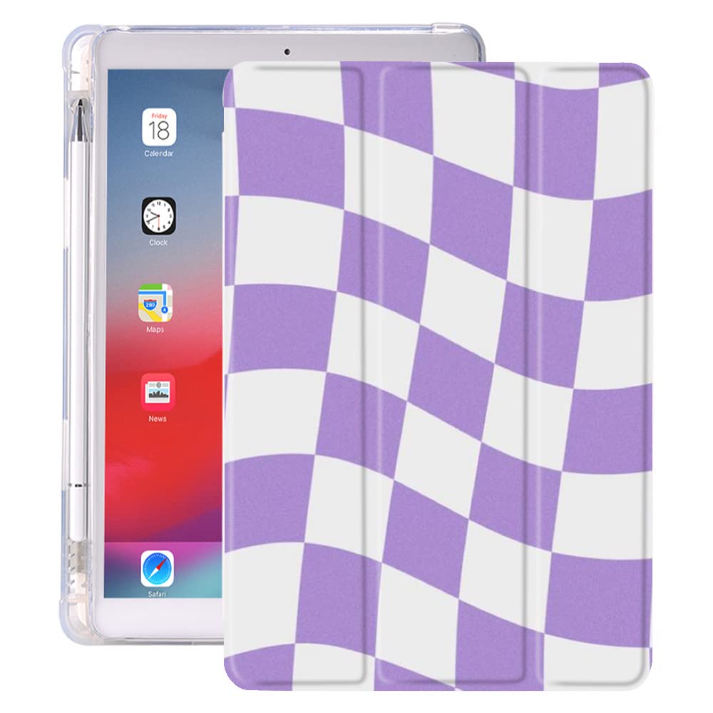 Idocolors Grid Pad Case White Case For Ipad 7Th/8Th/9Th Generation (Ipad 10.2 Inch Case 2019/2020/ 2021) Checkered Case Girly An
